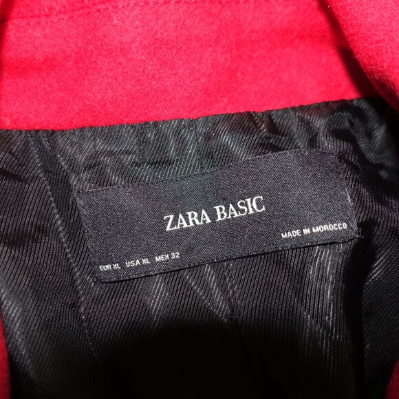 Zara Women's Overcoat Size XL Wool Blend Red 2 Button Front Long Sleeves Coat - Picture 5 of 8